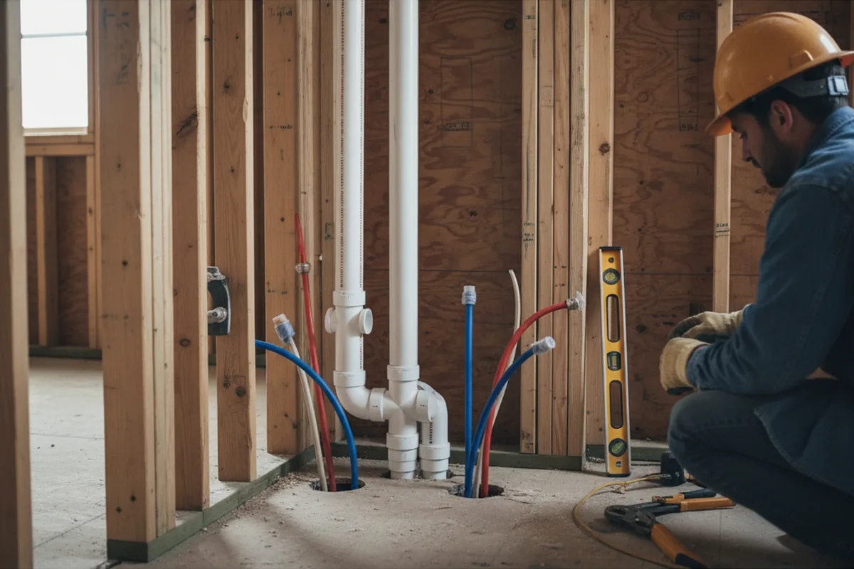 Drain and supply rough-in during Garbage Disposal Repair in Yawkey